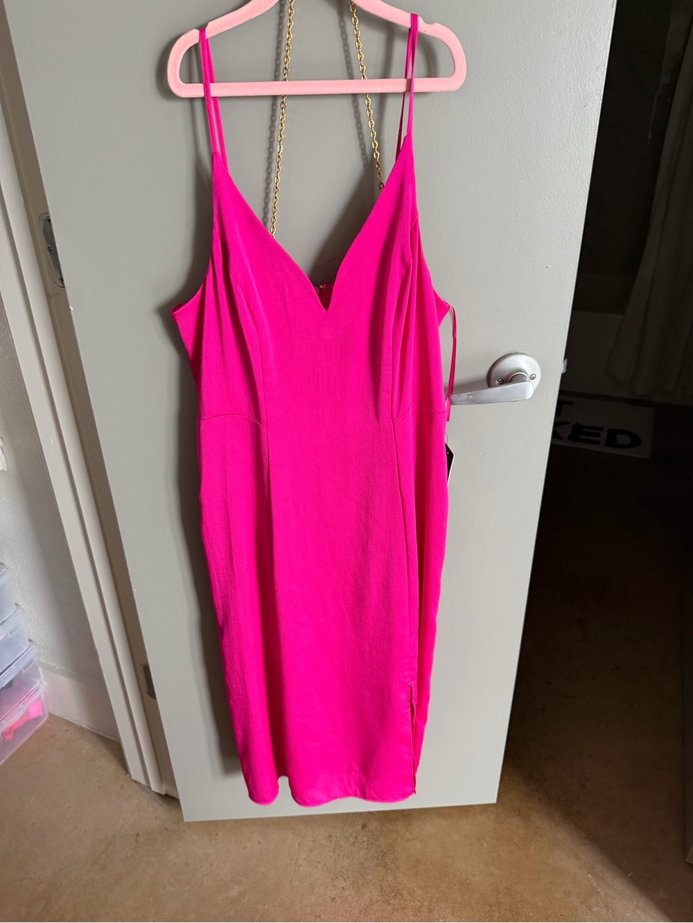 Express Fuchsia Pink Spaghetti Strap Midi Dress